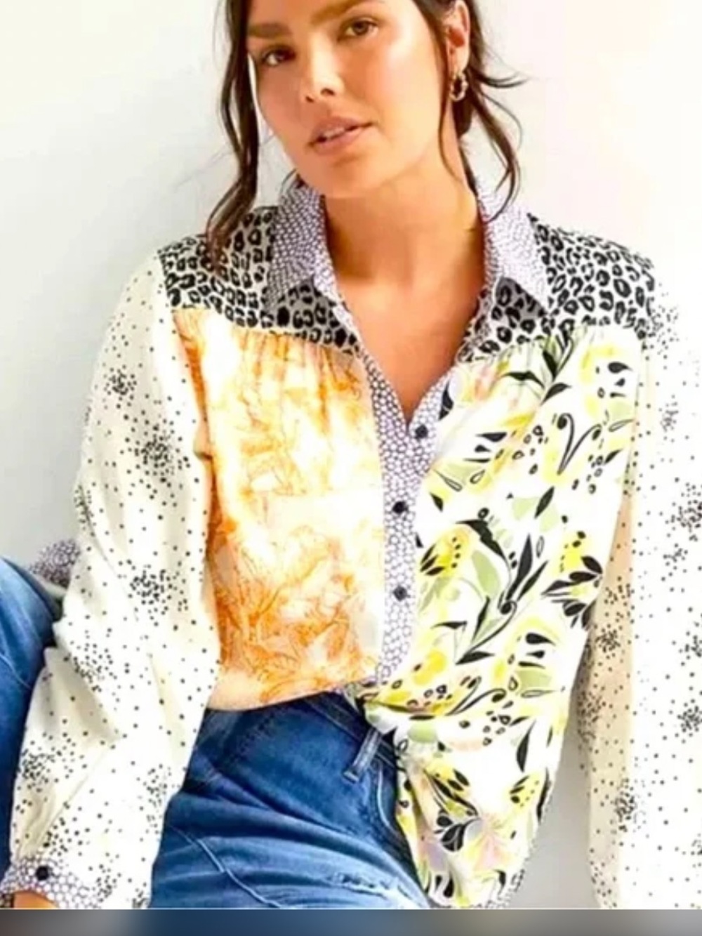 Anthropologie X Maeve Fern Contrast Button Down Shirt
